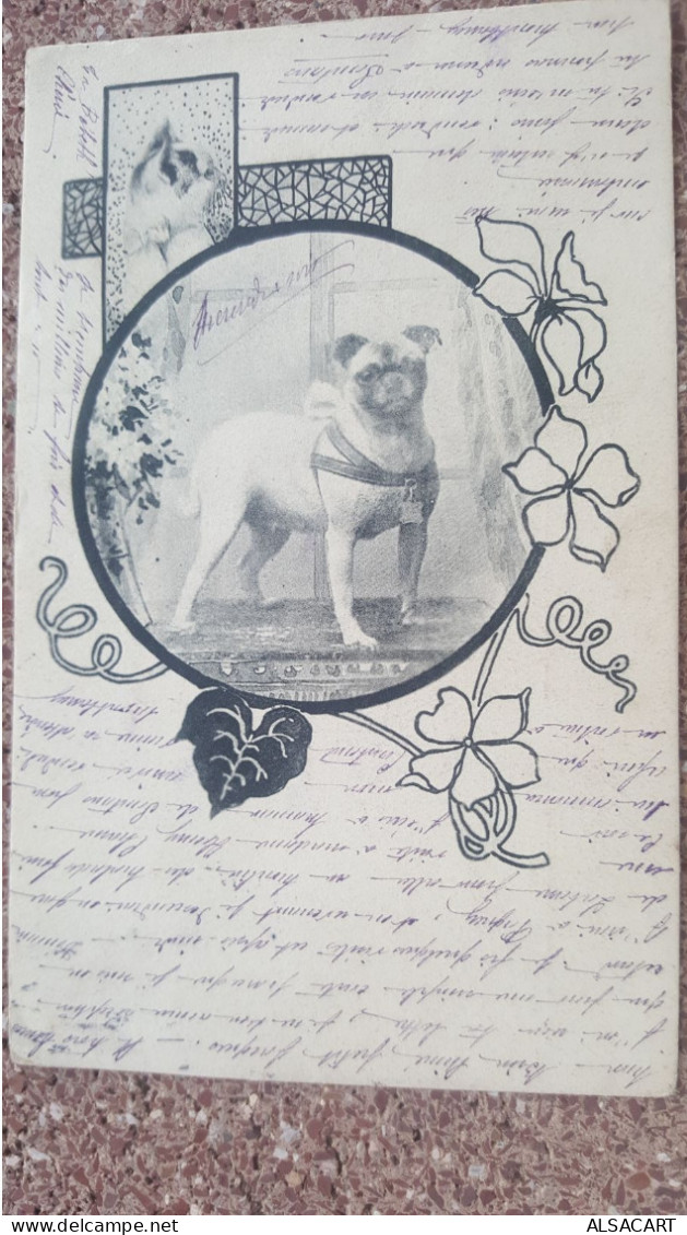 Chien  Style Art Nouveau , Race Bouledogue - Chiens