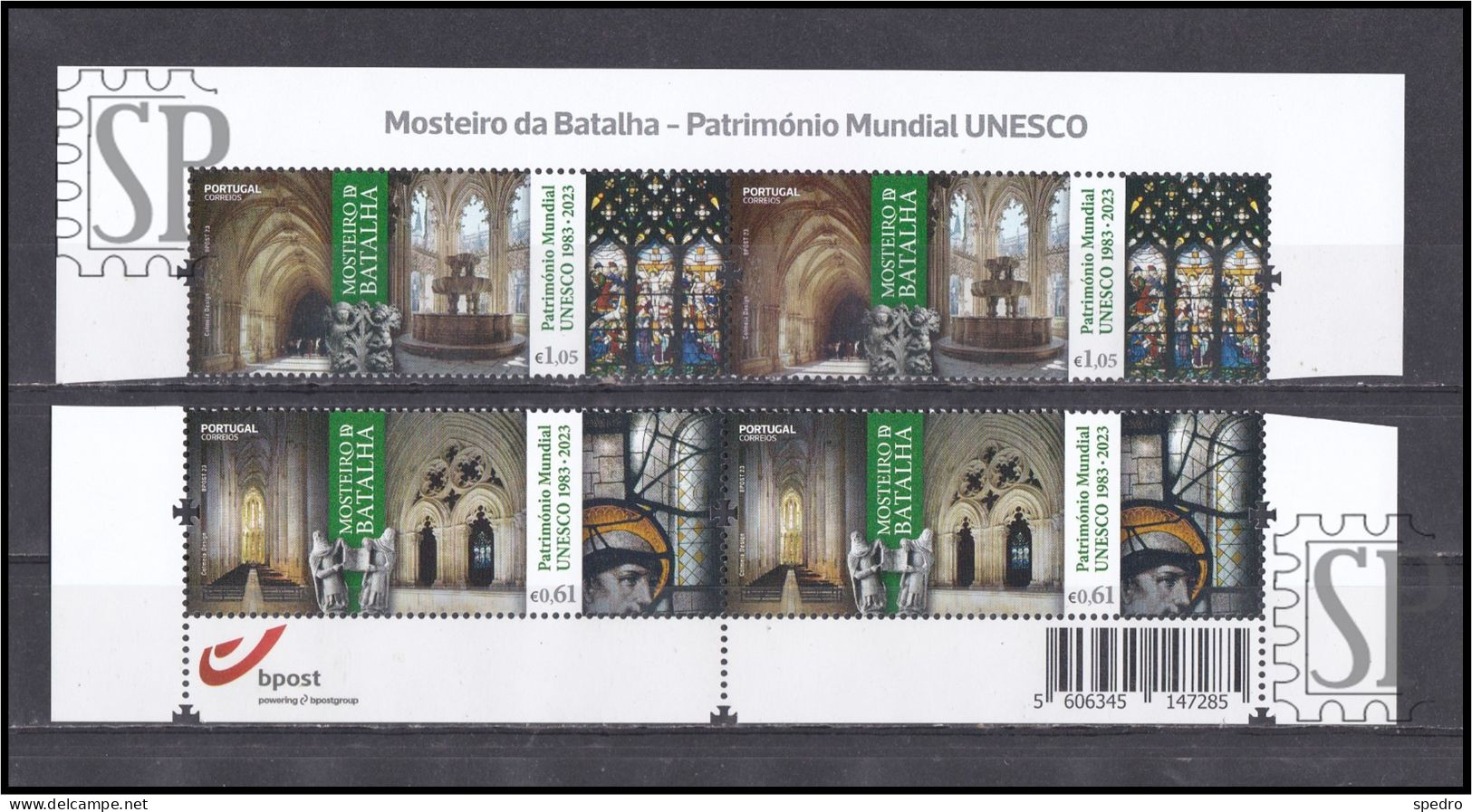 Portugal 2023 Mosteiro Da Batalha Património Mundial Da UNESCO Upper Line Corner Sheet Bpost Code Monastery - Hojas Completas