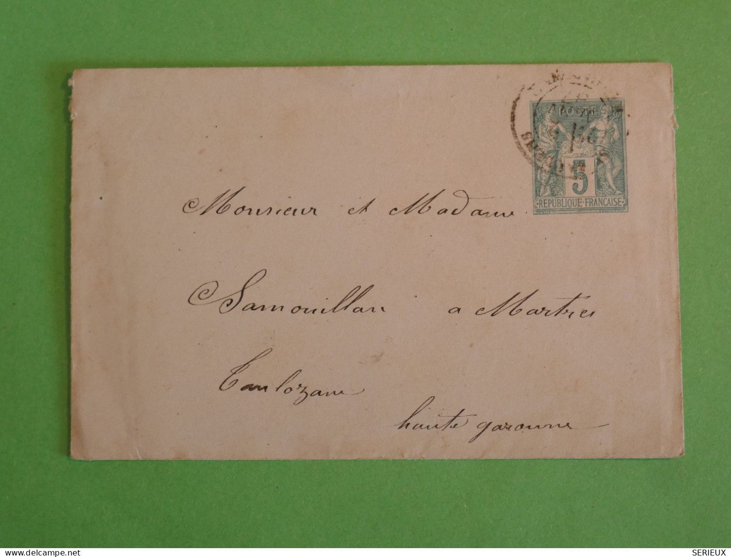 BY8 FRANCE  BELLE  LETTRE ENTIER SAGE 5C 1887    A  SAMOUILLAN  +++AFF.  INTERESSANT ++ - Sonstige & Ohne Zuordnung