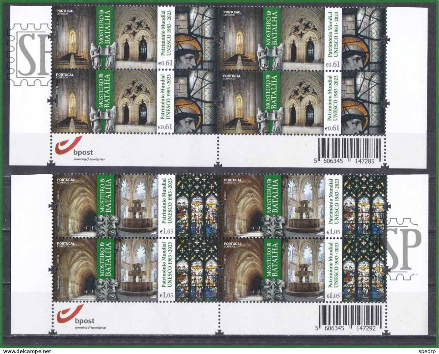 Portugal 2023 Mosteiro Da Batalha Património Mundial Da UNESCO Corner Sheet Bpost Code Monastery World Heritage - Hojas Completas