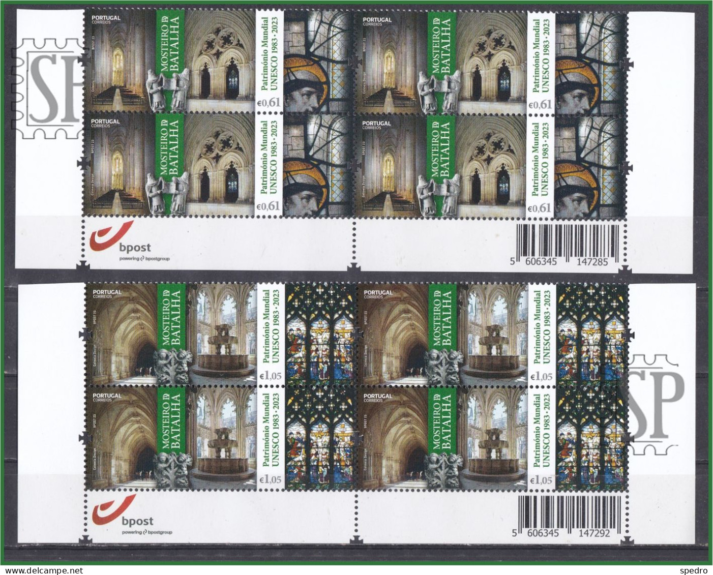 Portugal 2023 Mosteiro Da Batalha Património Mundial Da UNESCO Corner Sheet Bpost Code Monastery World Heritage - Full Sheets & Multiples