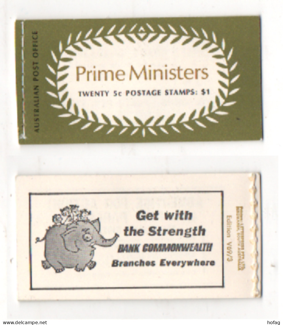 Australien 1968 MiNr: MH 43 Prime Ministers Ed. V69/3 Postfrisch; Australia Booklet MNH YT: C397  Sg: SB45 - Booklets