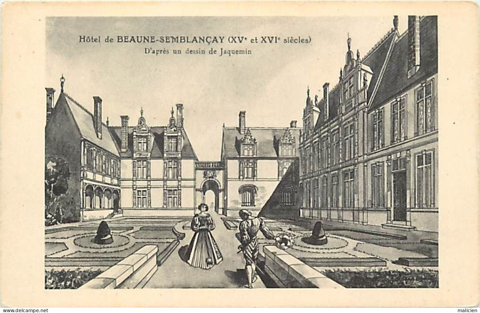 - Indre Et Loire - Ref-B221- Semblançay - Hôtel Beaune D'après Un Dessin De Jaquemin Partiellement Détruit En 1940-41 - - Semblançay