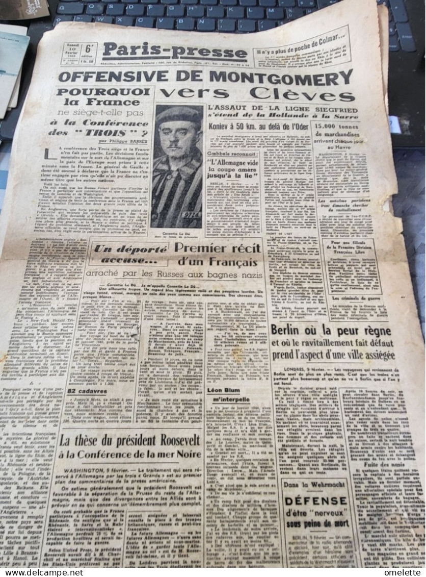 PARIS PRESSE 45 /OFFENSIVE MONTGOMERY CLEVES /RECIT DEPORTE CORENTIN LE DU/ - Informations Générales