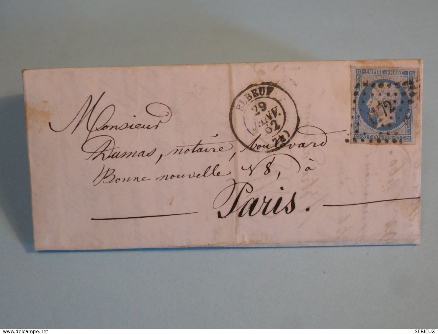 BY9 FRANCE  BELLE  LETTRE  1869 ELBEUF A  PARIS     +N°14 LAITEUX  +AFF.  INTERESSANT ++ - 1853-1860 Napoléon III.