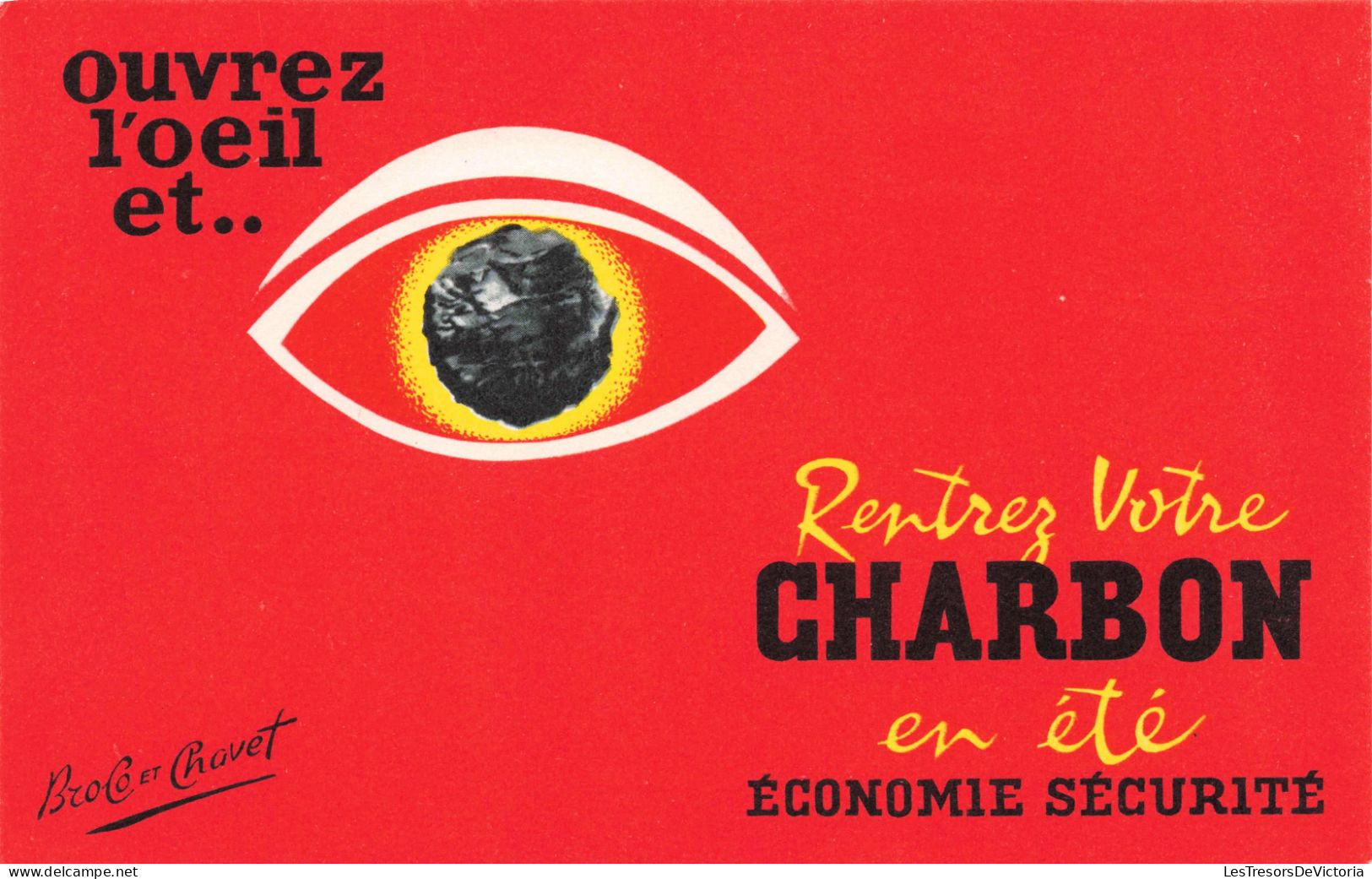 Publicité - Brolo Et Chavet - Rentrez Votre Charbon En été  - Economie Et Sécurité - Carte Postale Ancienne - Advertising