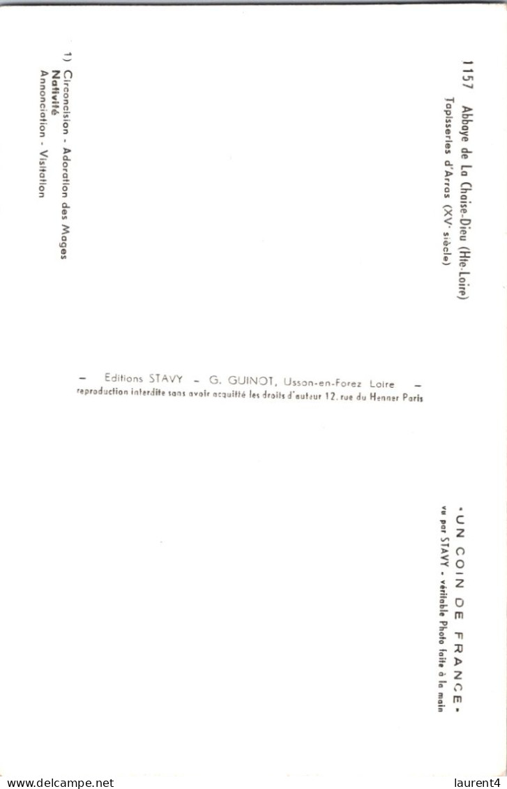 15-8-2023 (2 T 34) France - Tapisserie D'Arras Abbaye De La Chaise  (b/w) - Objets D'art