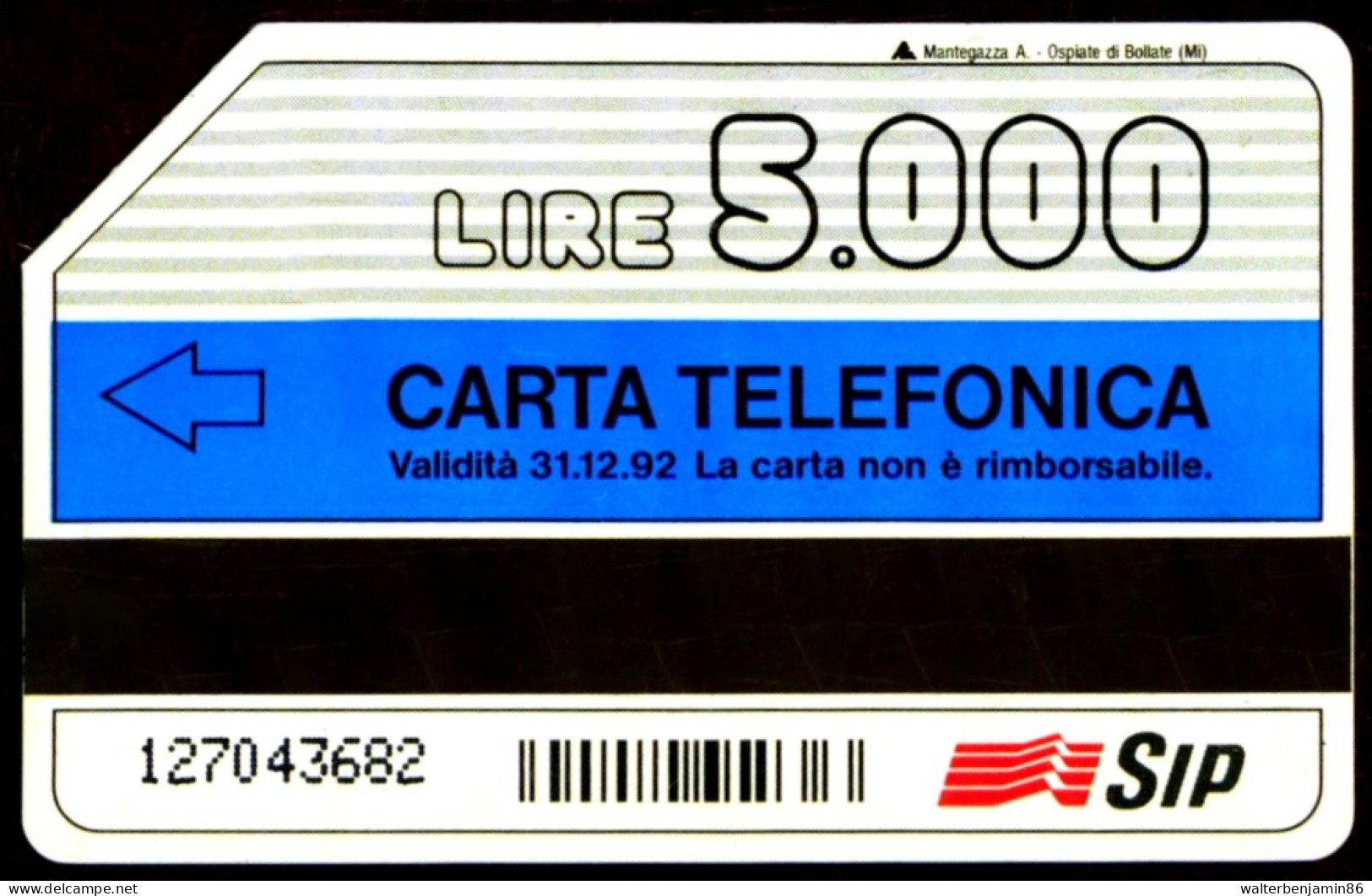 G 111 C&C 1204 SCHEDA TELEFONICA USATA CARTA INFINITA 5.000 L. 31.12.92 MAN TIPO B - Errori & Varietà