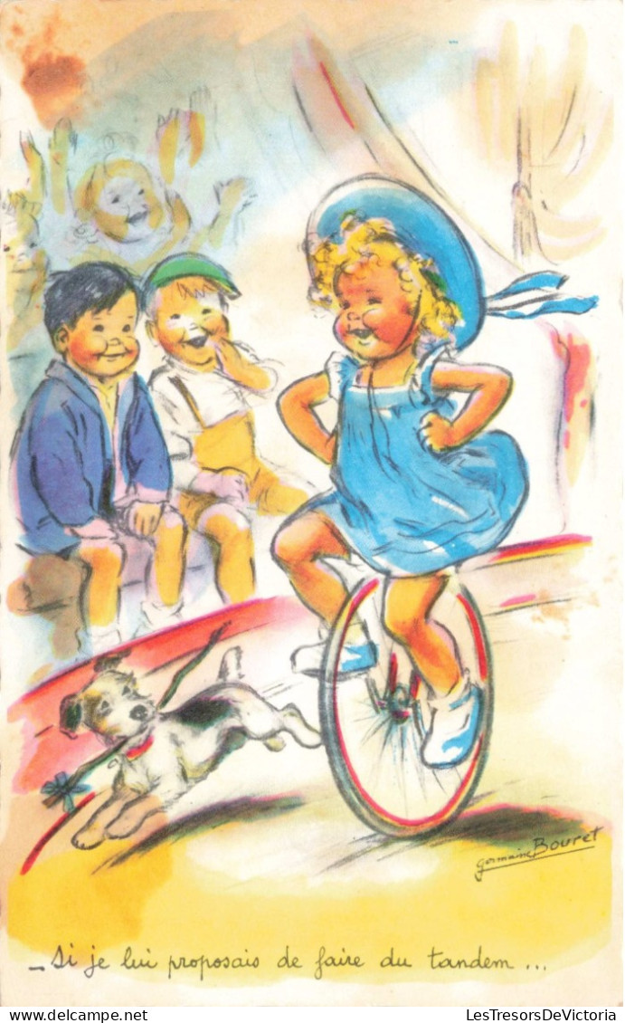 Illustrateur - Germaine - Bouret  - N° 1206 - Petite Fille Qui Fait Du Monocycle Au Cirque - Carte Postale Ancienne - Bouret, Germaine