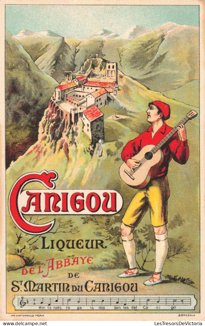Publicité - Canigou - Liqueur De L'abbaye De Saint Martin Du Canigou - Musicien - Carte Postale Ancienne - Advertising