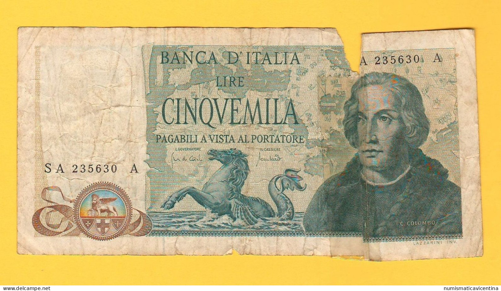 Italia Repubblica 5000 Lire Cristoforo Colombo 1971 3 Caravelle  Italy Italie Republique - 5000 Liras