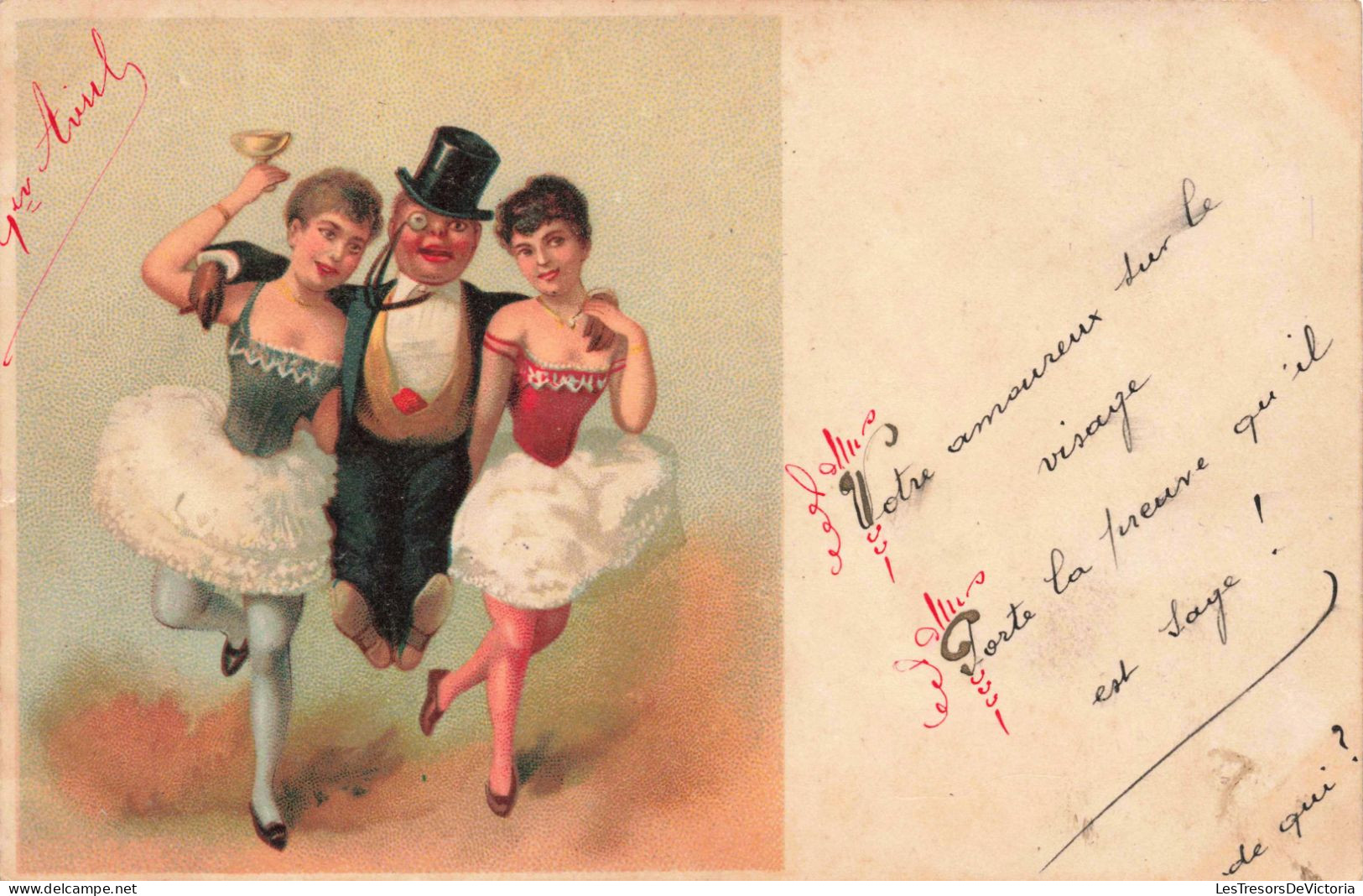 Deux Danseuses Avec Un Mannequin - Pointillisme - Carte Postale Ancienne - Circus