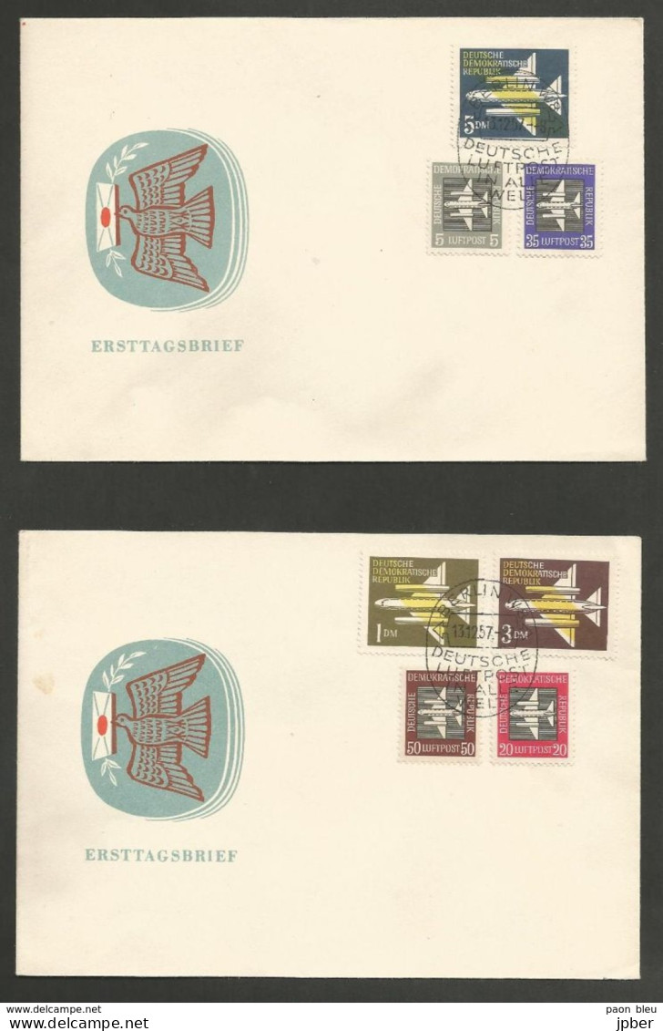 Allemagne DDR -  2 Ersttagbrief 13/12/1957 - Deutsche Luftpost - Briefe U. Dokumente