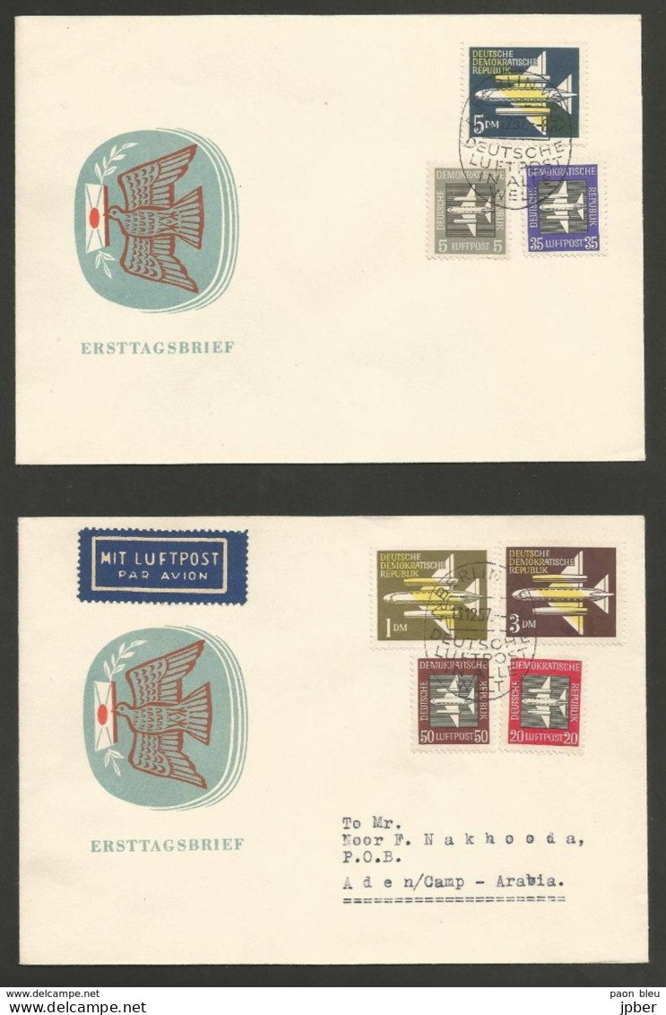 Allemagne DDR -  2 Ersttagbrief 13/12/1957 - Deutsche Luftpost - Covers & Documents