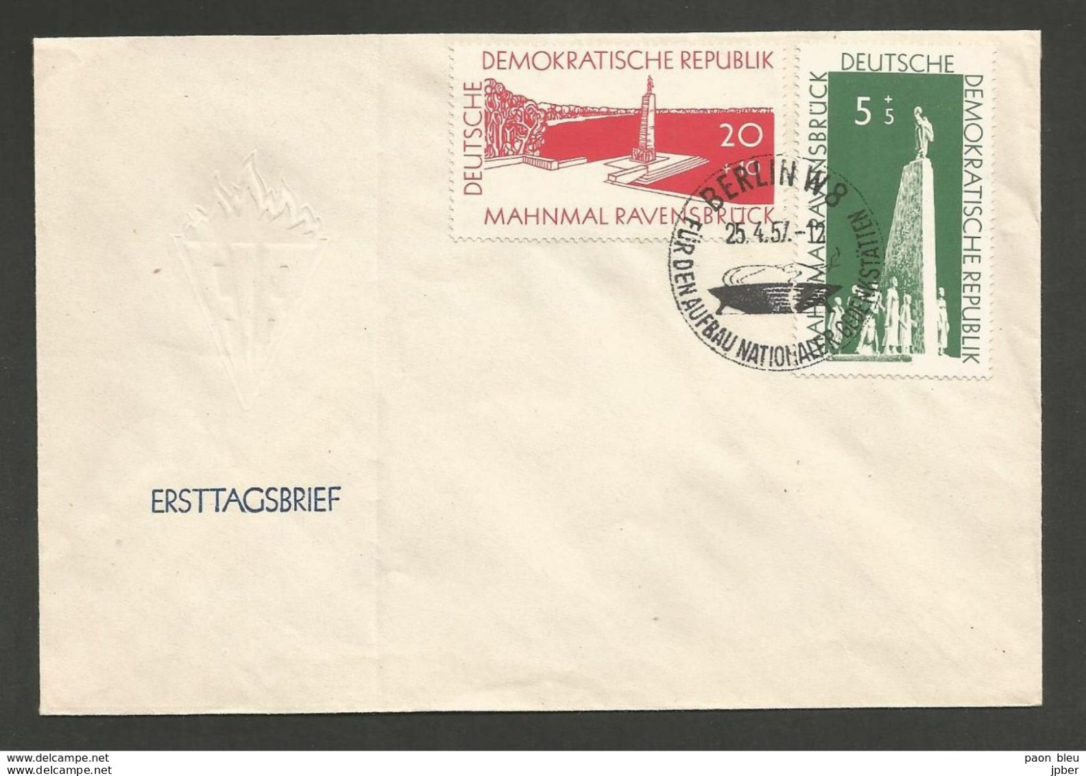 Allemagne DDR - Ersttagbrief 25/4/1957 - Ravensbruck Monulent Souvenir National - Lettres & Documents