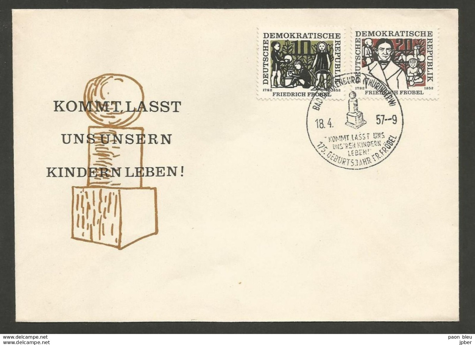 Allemagne DDR - 18-4-1957 - Friedrich Fröbel - - Briefe U. Dokumente