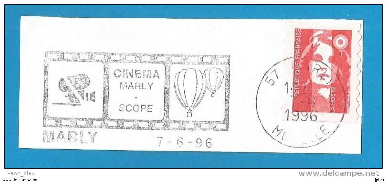 France - Flammes - Thème Aviation - Marly - Cinéma - Montgolfières - Ballons - Mechanical Postmarks (Advertisement)