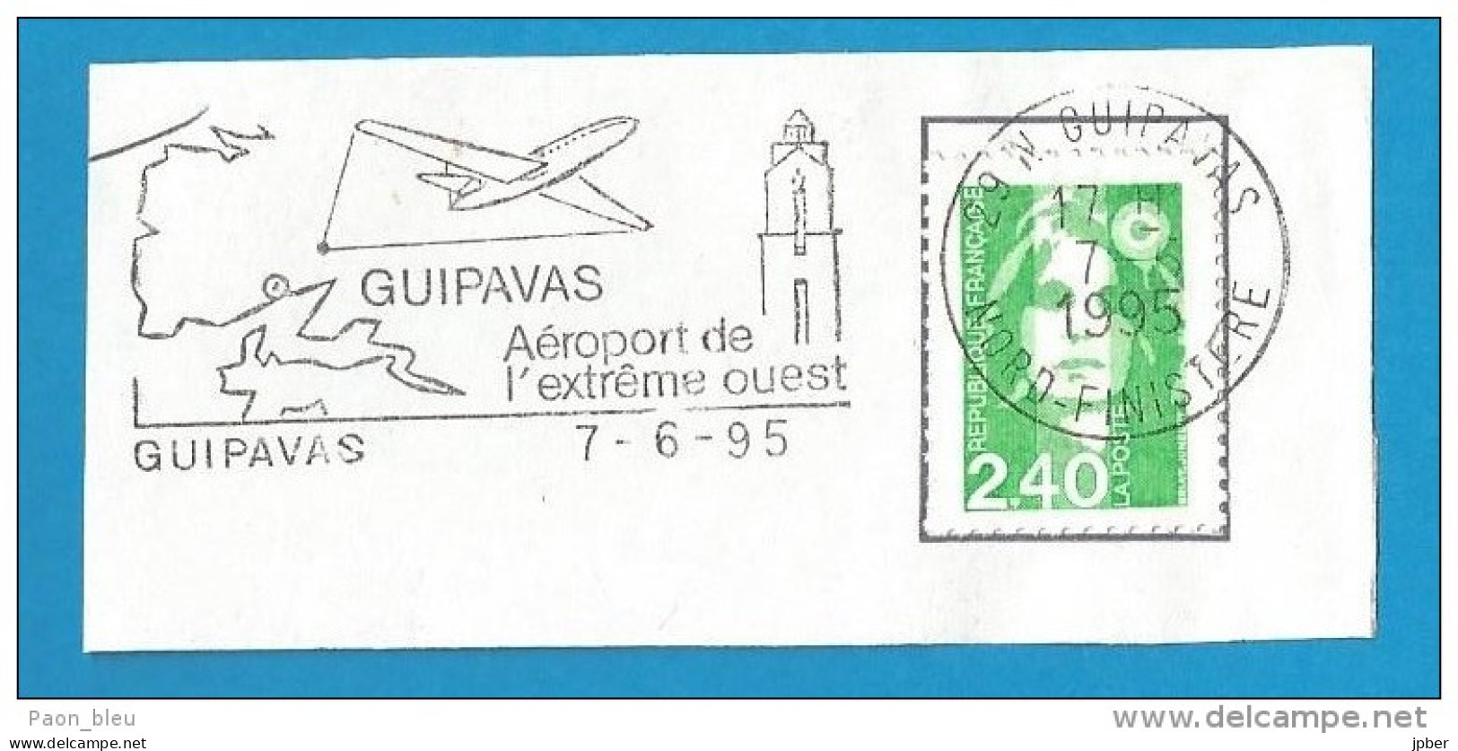 France - Flammes - Thème Aviation - Guipavas Aéroport De L'extrême Ouest - Mechanical Postmarks (Advertisement)