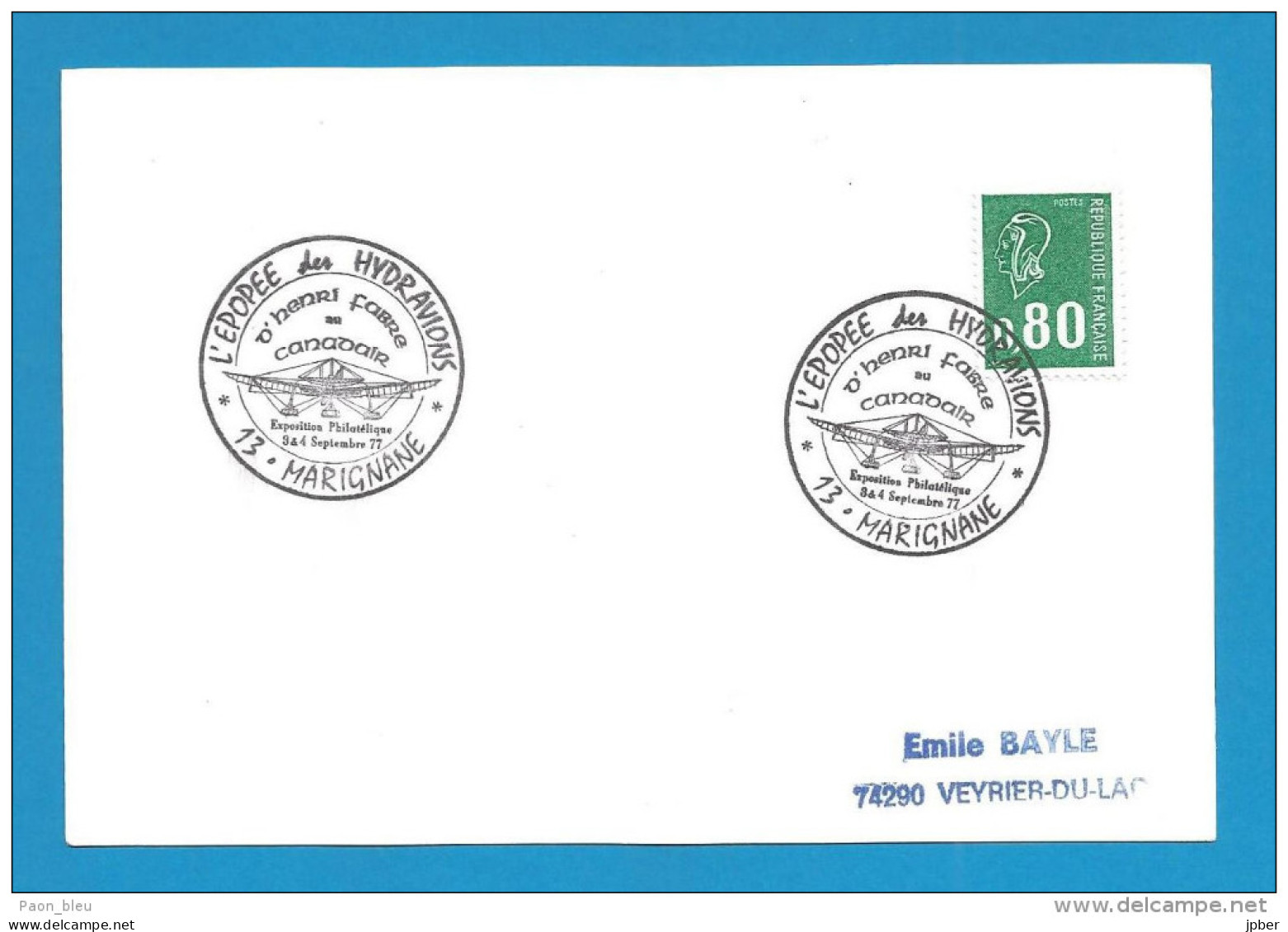 France - Flammes - Thème Aviation - Marignane - L'épopée Des Hydravions - D'Henri Fabre Au Canadair - Mechanical Postmarks (Advertisement)