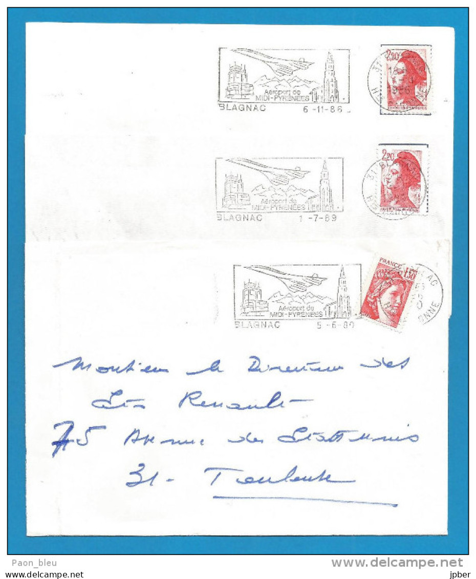 France - Flammes - Thème Aviation - Blagnac Aéroport Midi-Pyrénées - Concorde - Tour De Contrôle - Toulouse - Mechanical Postmarks (Advertisement)