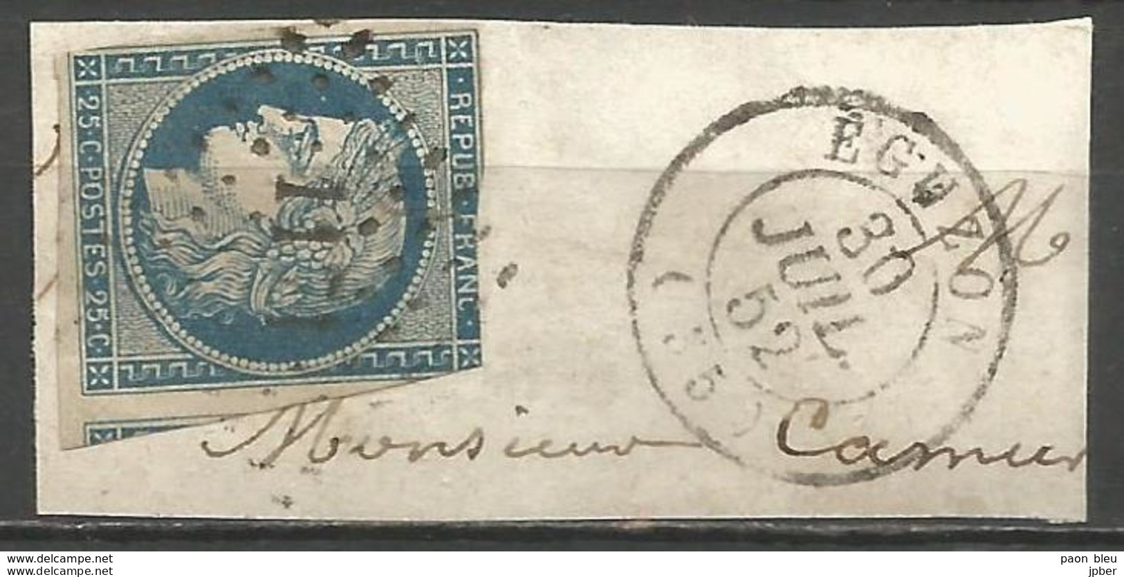 FRANCE - Oblitération Petits Chiffres LP 1171 EGUZON (Indre) - 1849-1850 Ceres