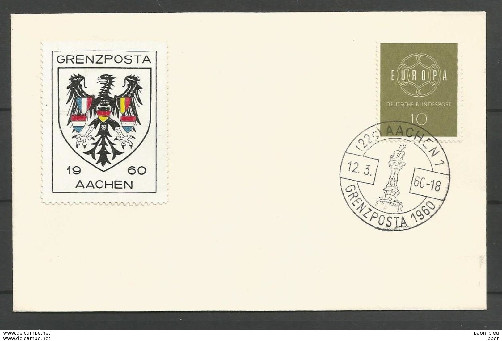 Deutschland - 1960 - Europa Aachen Grenzposta -  Vignette France-Allemagne-Belgique-Luxembourg-Pays-Bas - Sonstige & Ohne Zuordnung