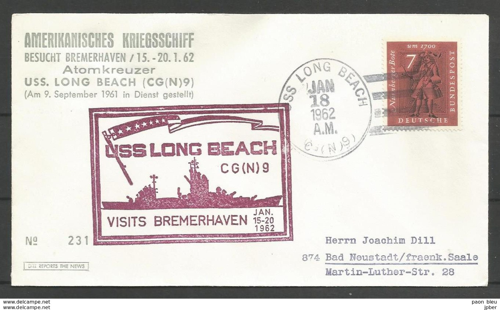 Deutschland - 1962 - USS Long Beach Visits Bremerhaven - Atomkreuzer Kriegsschiff - Autres & Non Classés