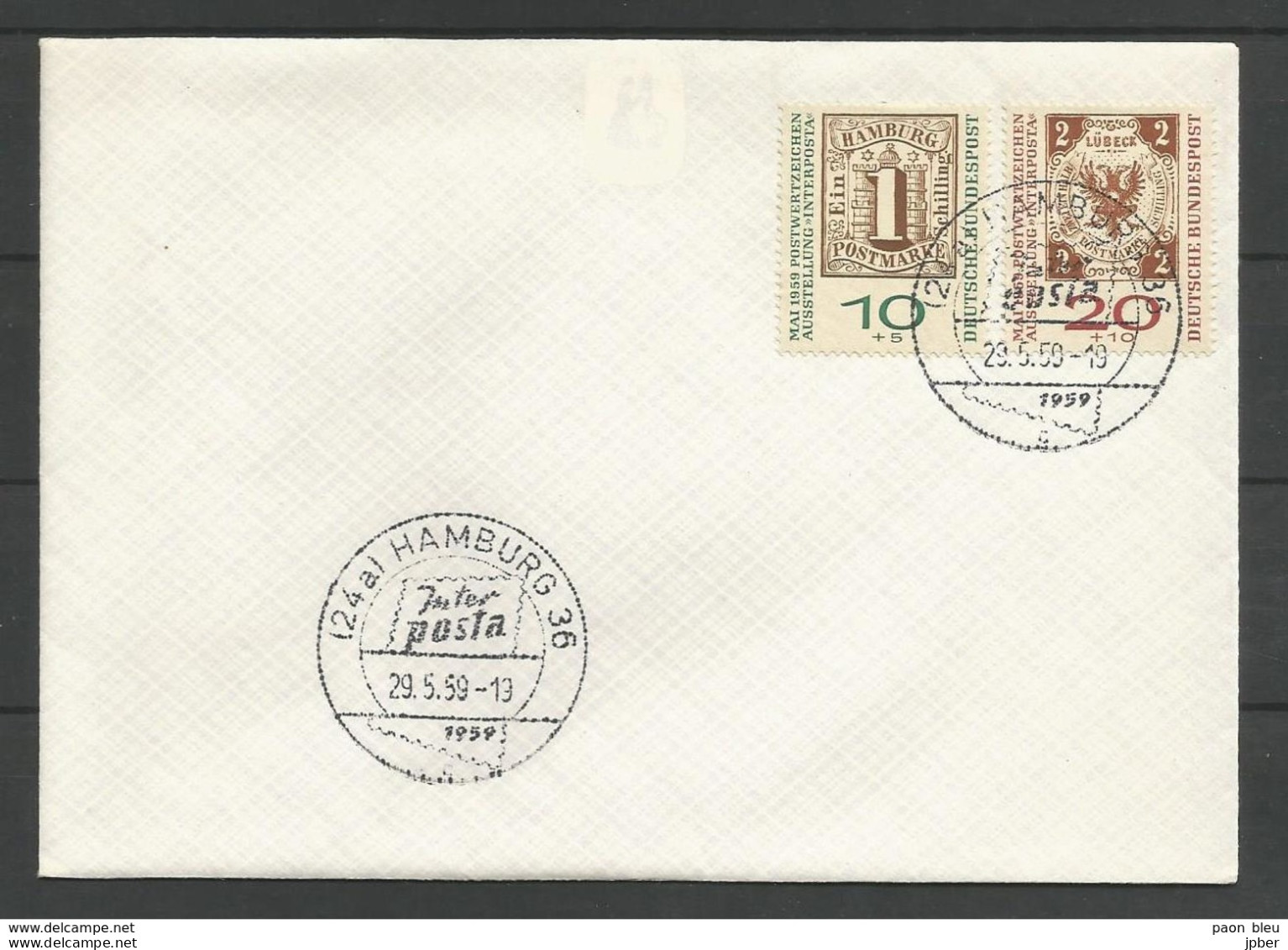 Deutschland - 1959 - Hamburg - Interposta - Timbre Sur Timbre - Lübeck - Autres & Non Classés