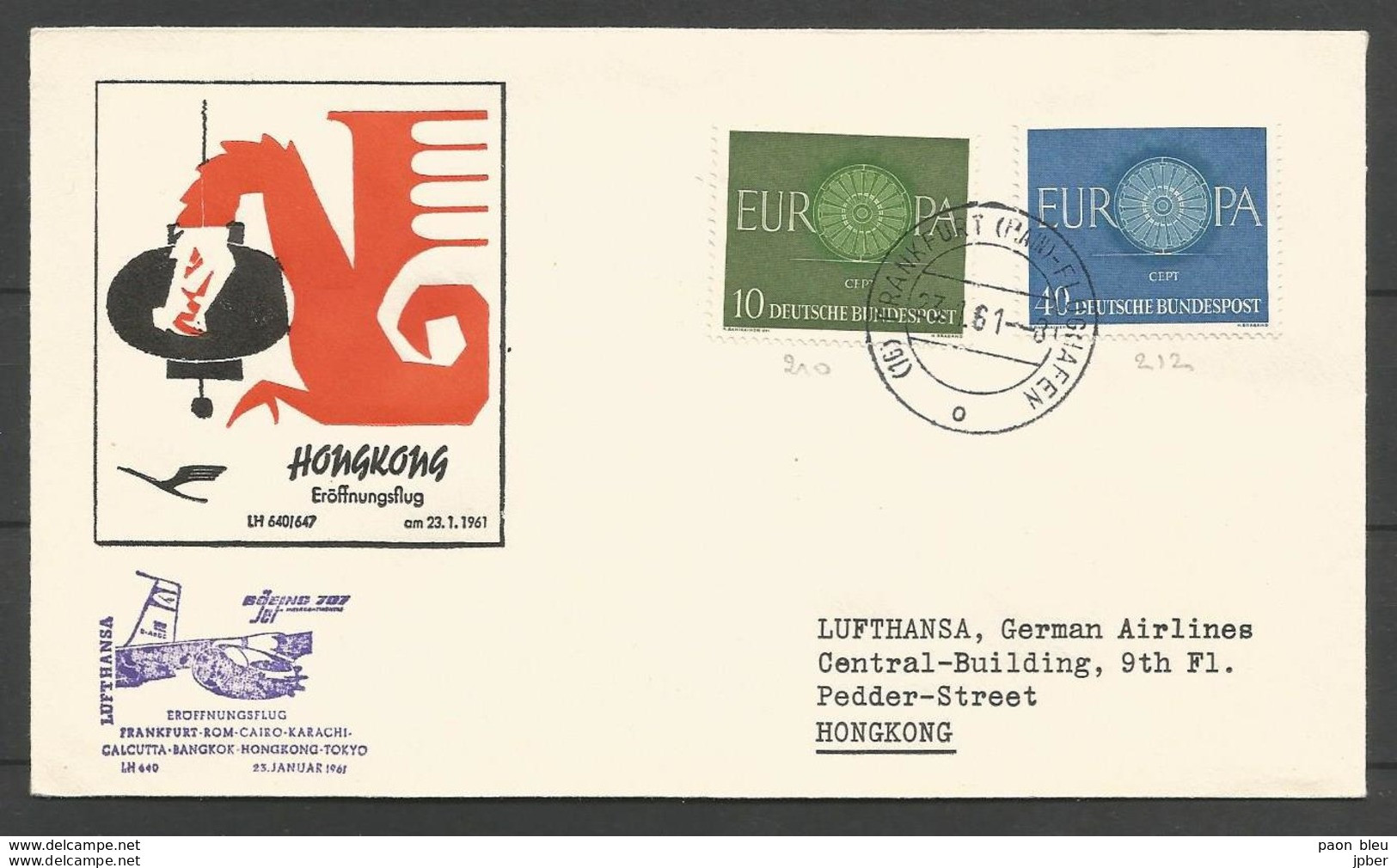 Aerophilatelie - Deutschland - Luftpost - 1961 - Flug Lufthansa 640/647 Frankfurt-HongKong-Tokyo - Europa - Altri & Non Classificati