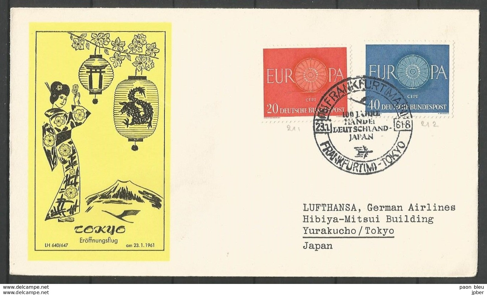 Aerophilatelie - Deutschland - Luftpost - 1961 - Flug Lufthansa 640/647 Frankfurt-Tokyo - Europa - Sonstige & Ohne Zuordnung