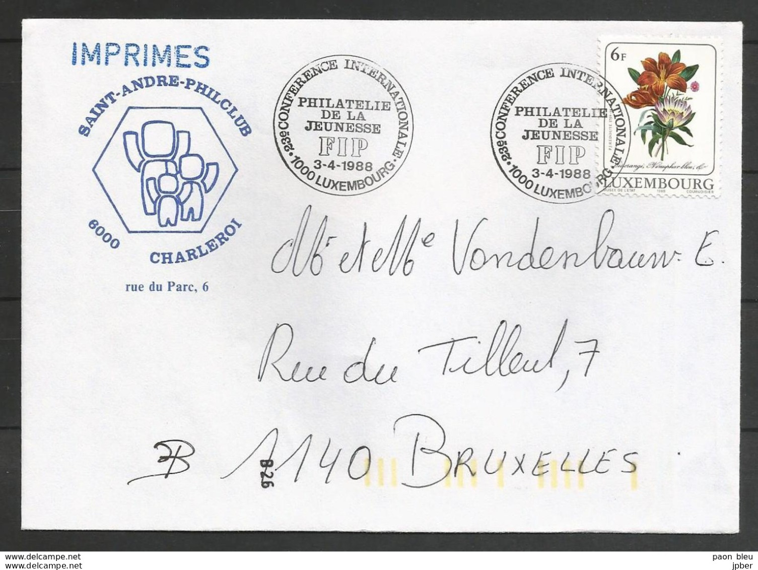 Luxembourg - Cachet Conférence Internationale Philatélie De La Jeunesse 03/04/1988 - Expositions Philatéliques