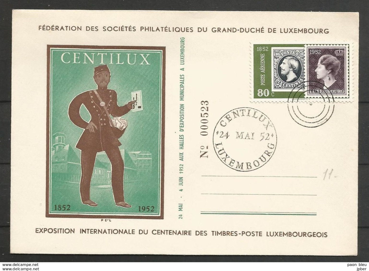 Luxembourg - Lettre Centilux - Timbre Sur Timbre -centenaire Du Timbre - Facteur - Briefmarken Auf Briefmarken