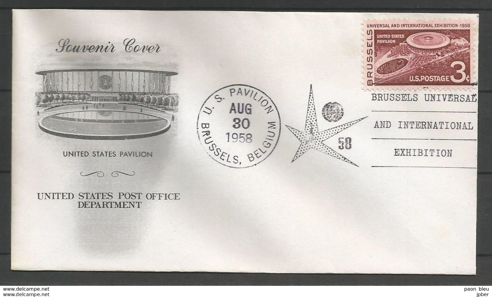 USA - Lettre 30/08/1958 - Brussels Universal And International Exhibition - United States Pavillion - Omslagen Van Evenementen