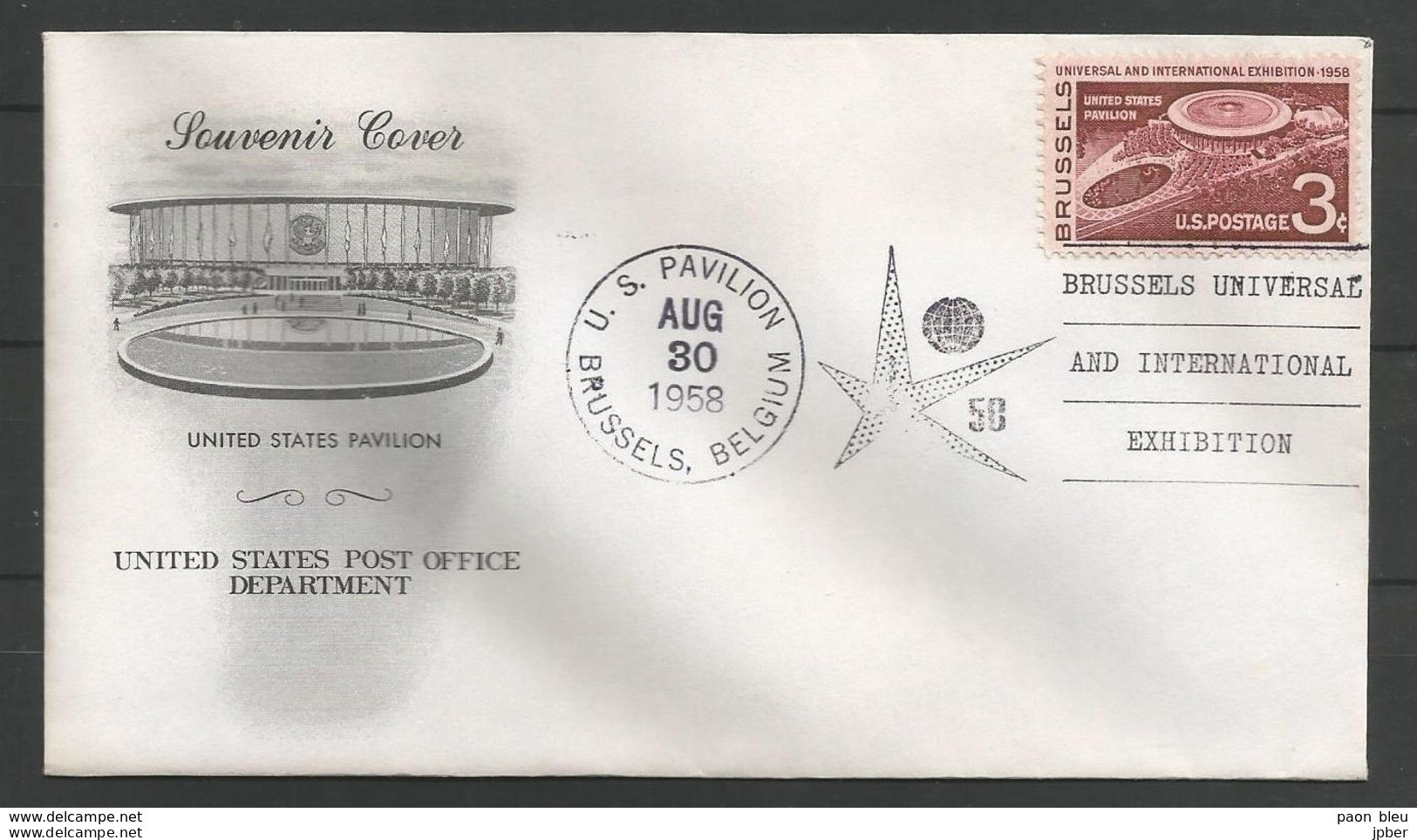 USA - Lettre 30/08/1958 - Brussels Universal And International Exhibition - United States Pavillion - Schmuck-FDC