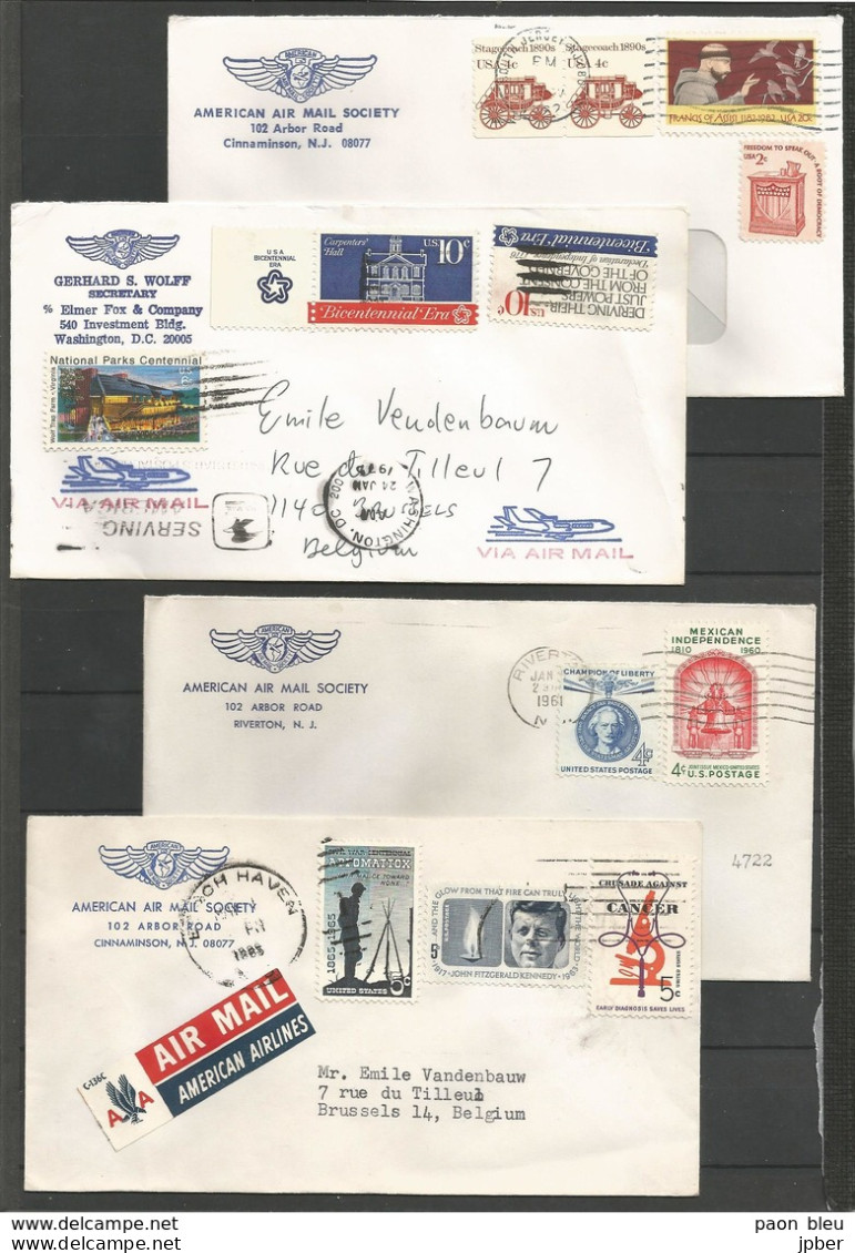 Aérophilatélie - USA -  4 Lettres American Air Mail Society - 3c. 1961-... Covers