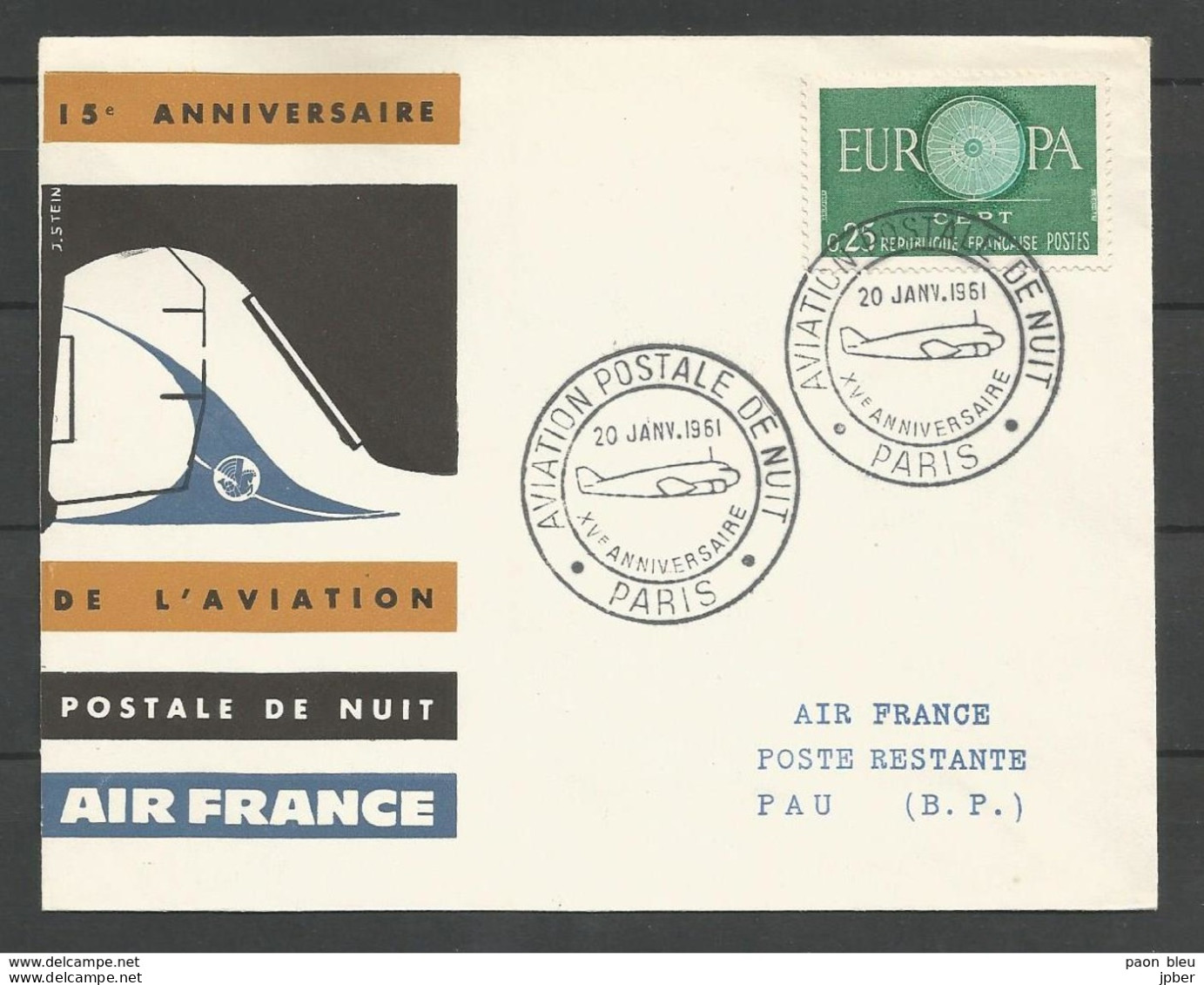 France - Aérophilatélie - Lettre 20/01/59 Cachet Aviation Postale De Nuit - 1960-.... Briefe & Dokumente