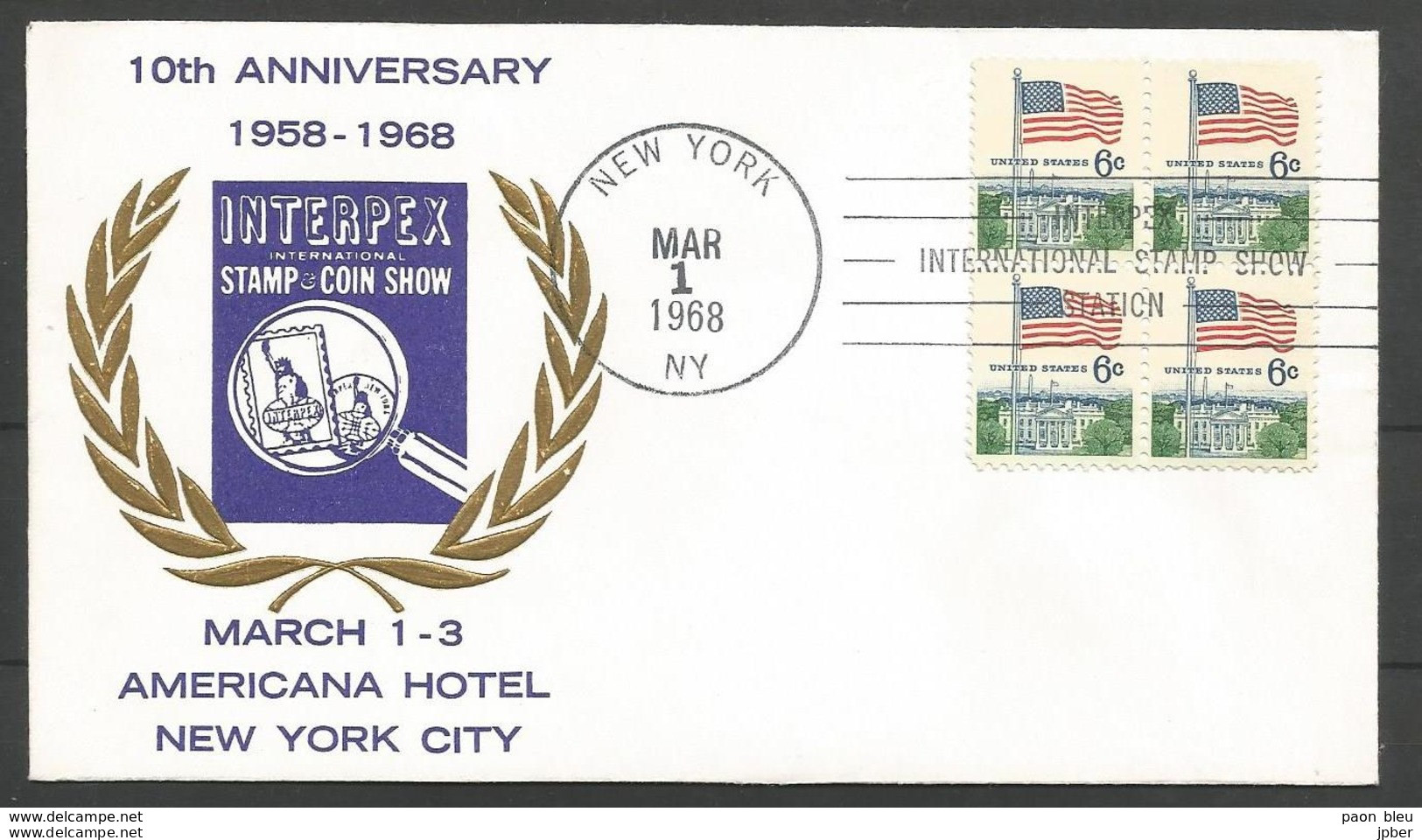 USA - Lettre 01/03/1968 - Interpex Stamp & Coin Show - Americana Hôtel New York - Schmuck-FDC