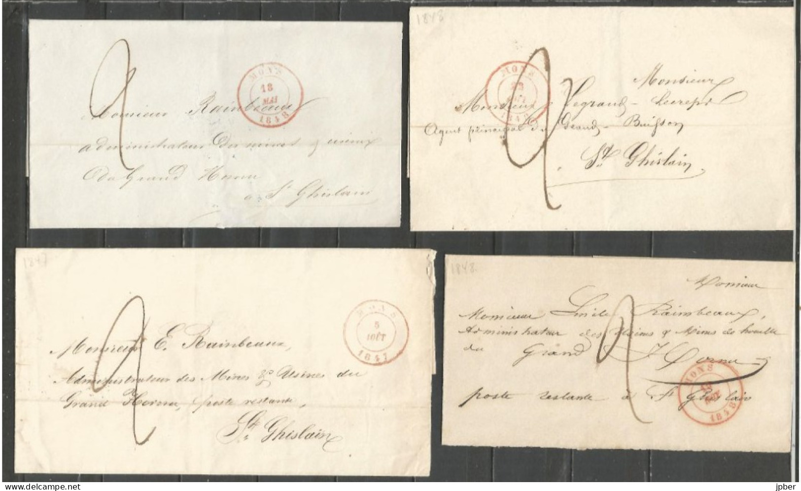 Belgique - Précurseur - 8 LSC Ou Fragments De Lettres De Mons à St Ghislain - 1830-1849 (Belgique Indépendante)