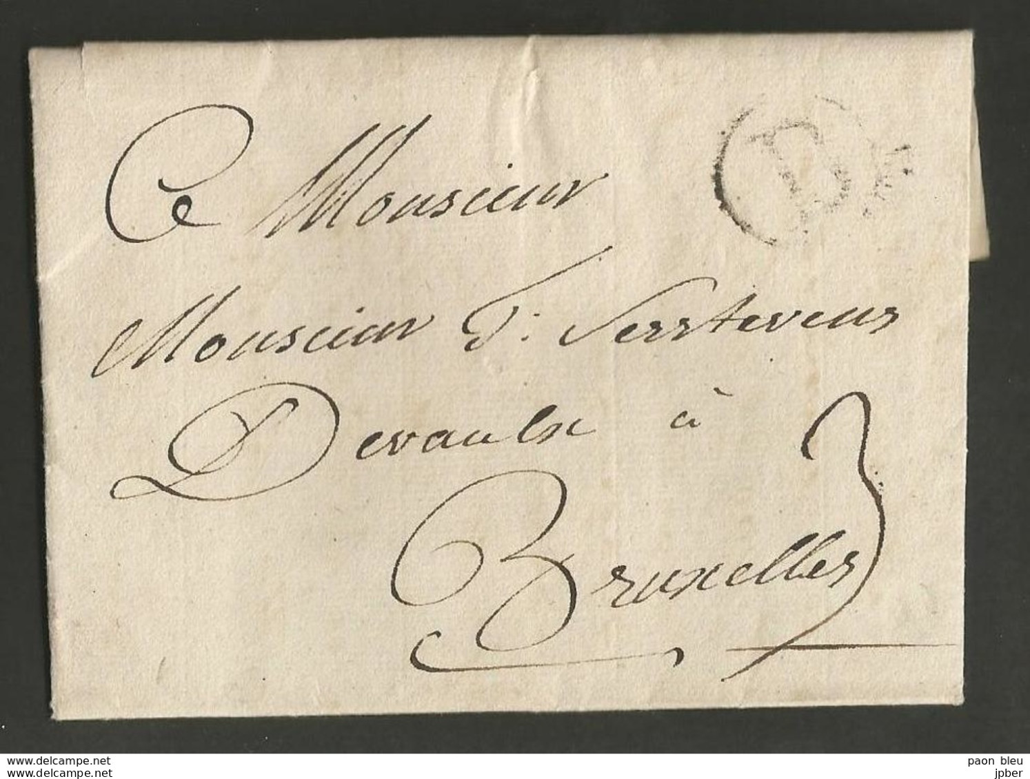 Belgique - Précurseur - LAC De Dolhain ("B" En Noir Dans Un Cercle) à Bruxelles - Port "3" - 1714-1794 (Oesterreichische Niederlande)