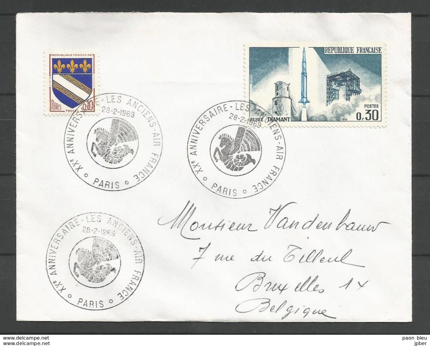 France - N°1464 (Fusée Diamant) Sur Lettre Cachet Les Anciens D'Air France - Commemorative Postmarks