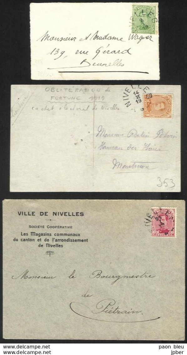 Belgique - Obl.fortune 1919 - Obl. Type électoral NIVELLES Sur 1 Carte Et 2 Lettres - Fortune (1919)