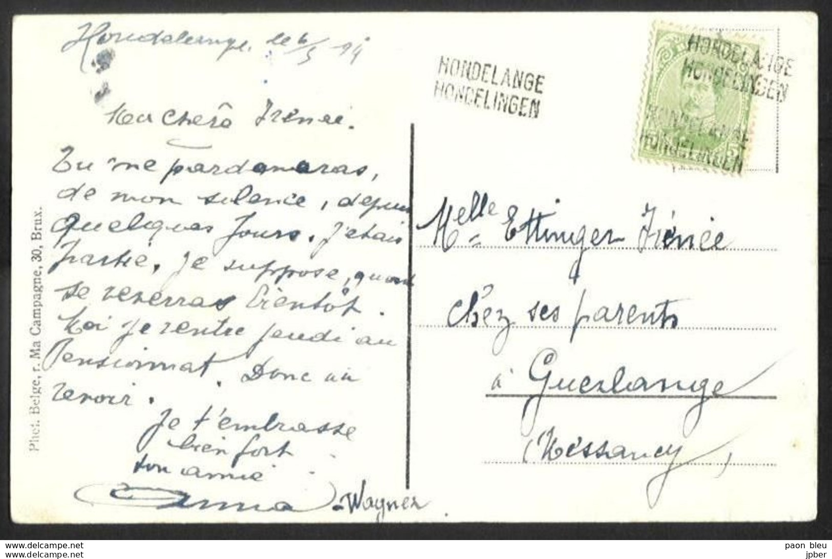 Belgique - Obl.fortune 1919 - Obl. Linéaire HONDELANGE HONDELINGEN - Fortune (1919)