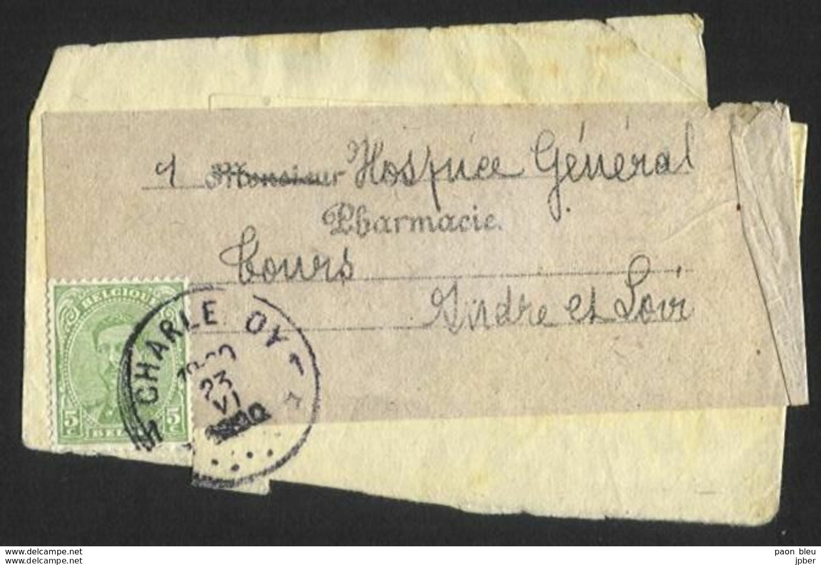 Belgique - Obl.fortune 1919 - N°137 - Bande Journal Vers La France - Cachet Charleroi 1 étoile - Millésime 1900 Couvert - Sonstige & Ohne Zuordnung