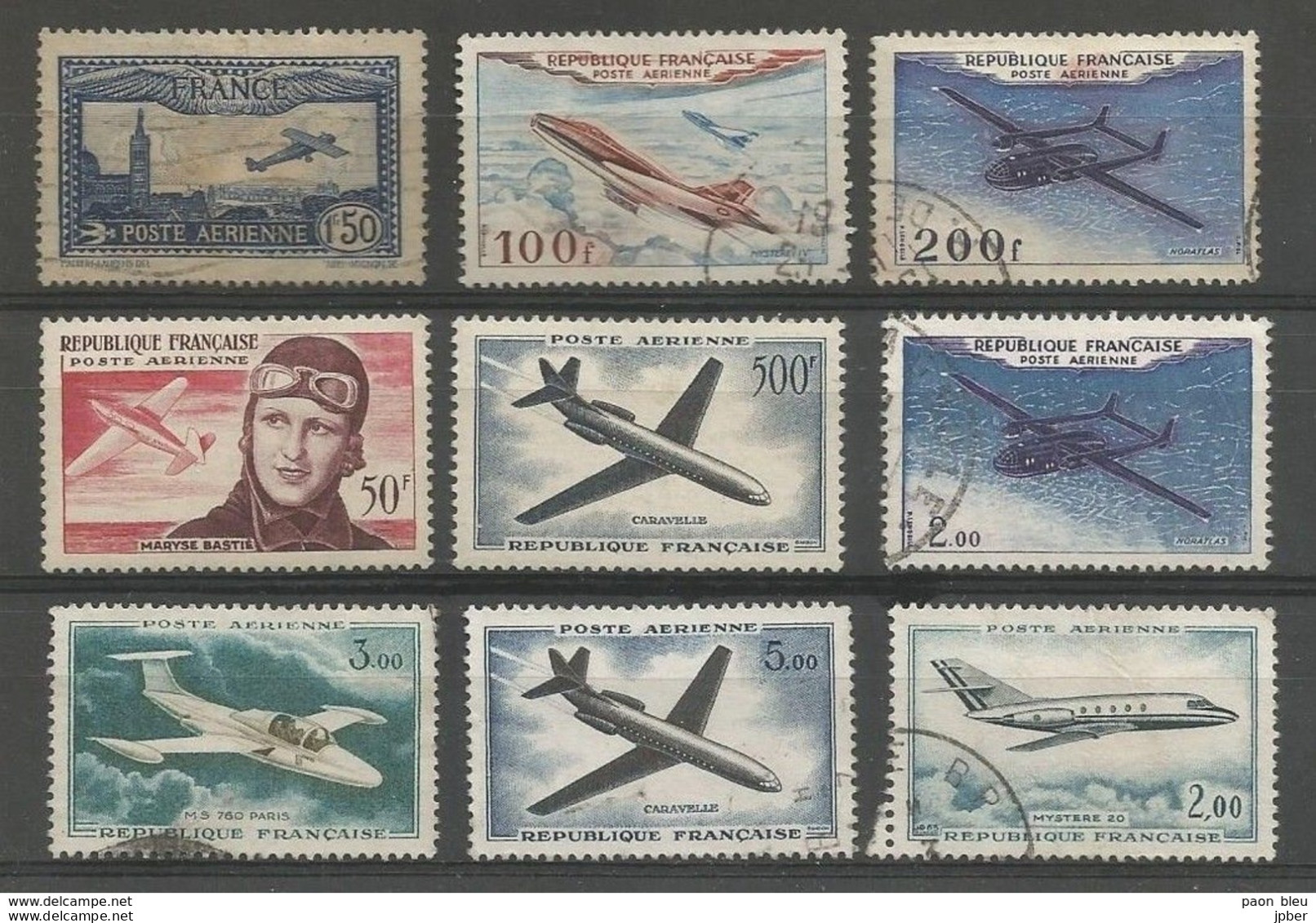 France - Poste Aérienne - Entre N°6 Et N°42 - 9 Timbres * Et Obl. - - 1927-1959 Usati