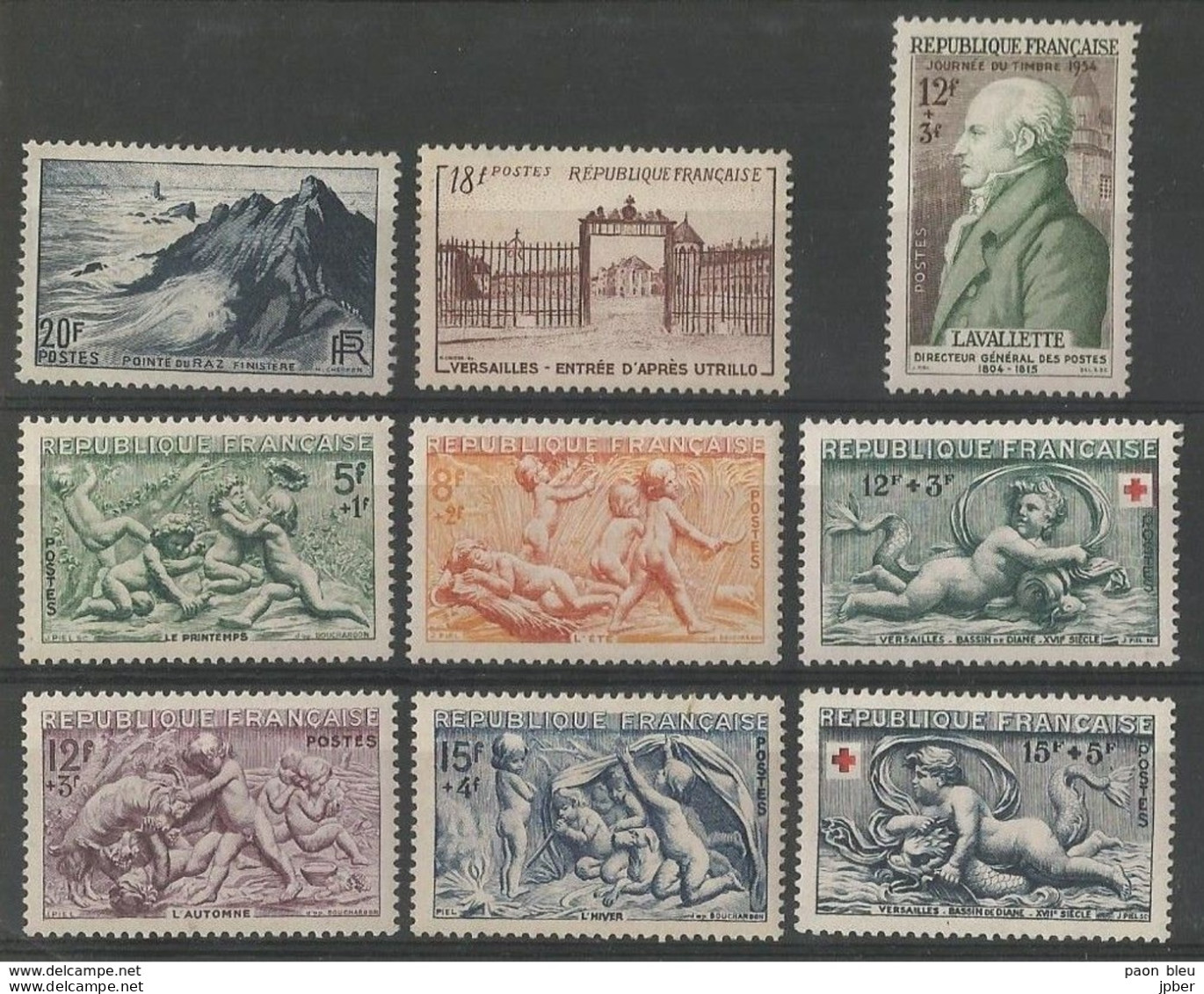 France - Entre N° 764 Et 969 - 10 Timbres **,* - Pointe Du Raz - Saisons - Croix-Rouge - Versailles - Lavalette - Unused Stamps