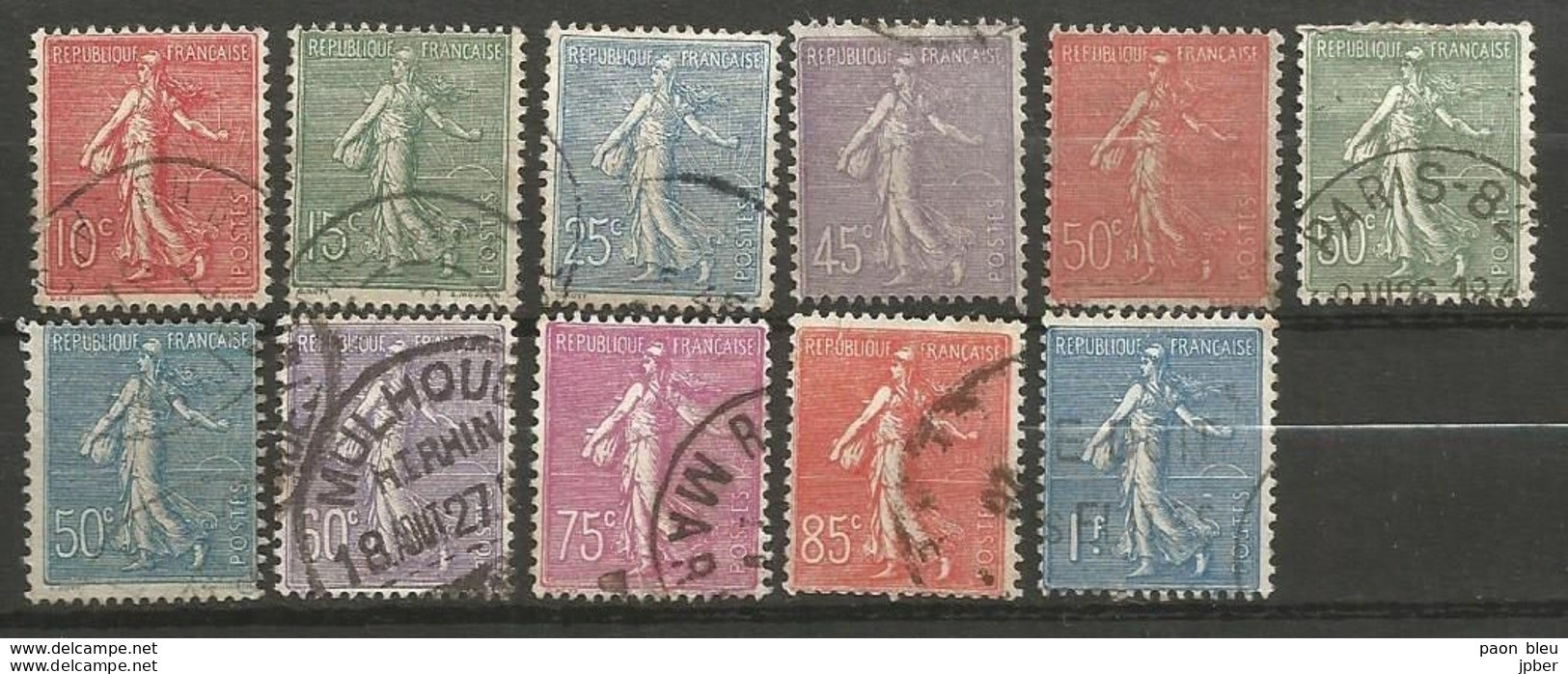 France - Type Semeuse Lignée - Collection De +/- 1370 Timbres Oblitérés - 1903-60 Semeuse A Righe