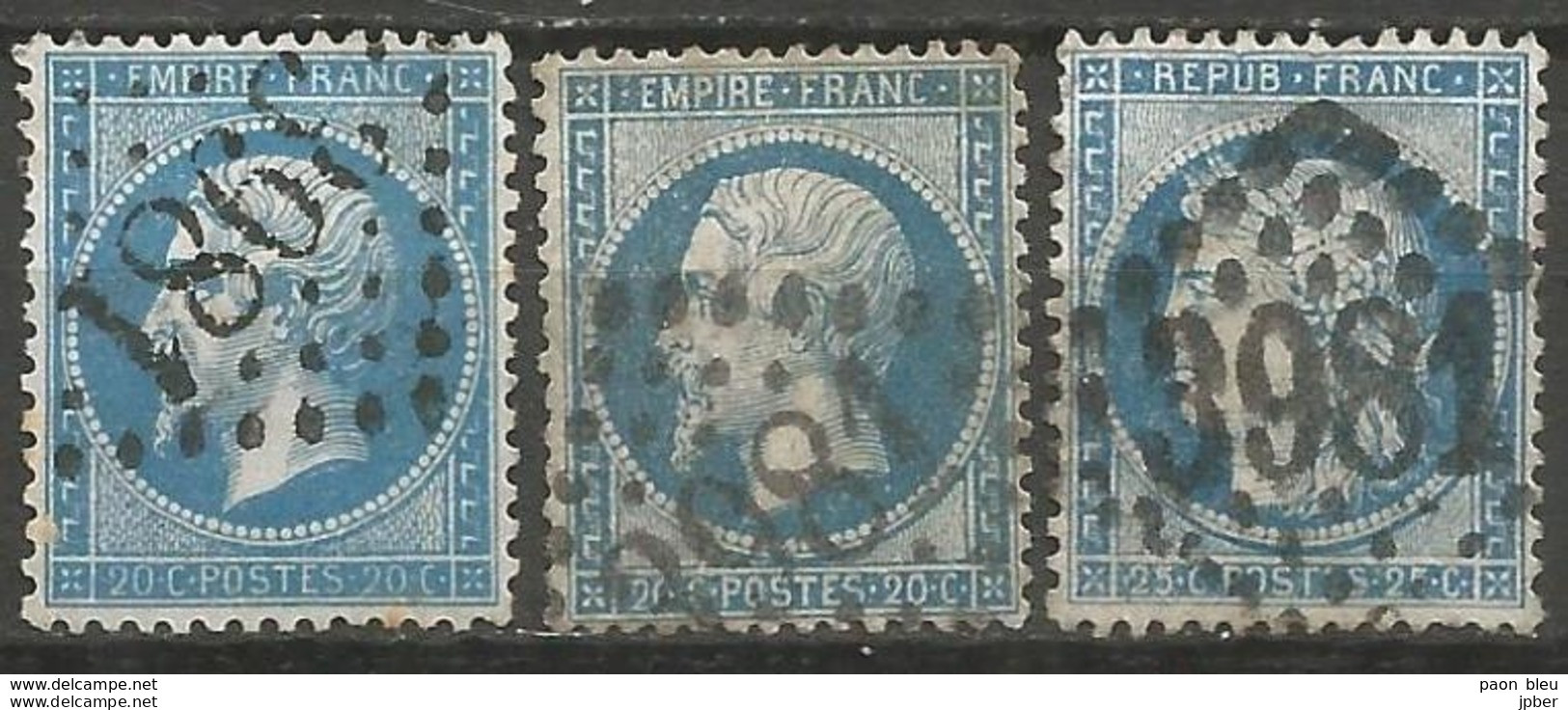 France - Napoleon III Et/ou Cérès - Oblitération Sur N°22+60A - GC 3981 TOULON (Var) - 1853-1860 Napoleone III