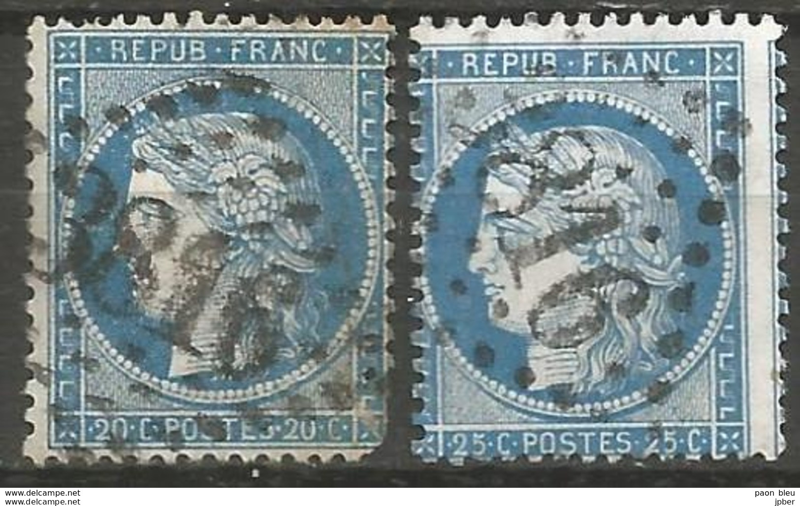 France - Napoleon III Et/ou Cérès - Oblitération Sur N°37+60A - GC 3816 ST-PIERRE-LES-CALAIS (Pas-de-Calais) - 1871-1875 Ceres