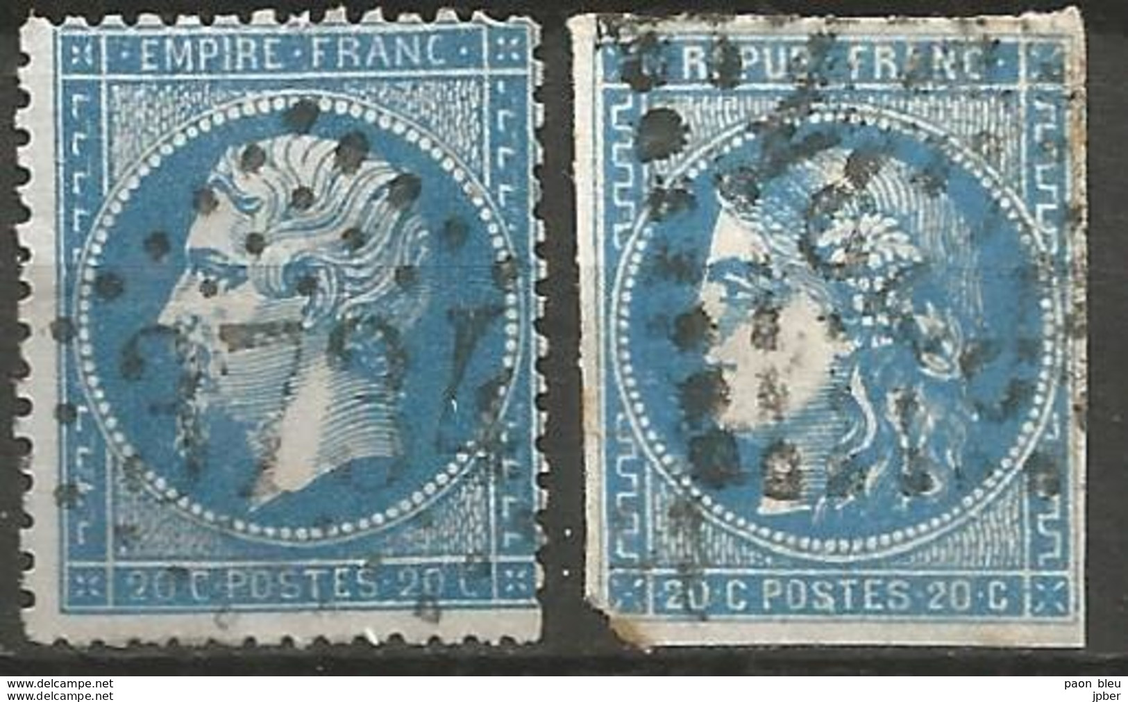 France - Napoleon III Et/ou Cérès - Oblitération Sur N°22-46B - GC 3734 ST-MALO (Ille & Vilaine) - 1870 Bordeaux Printing