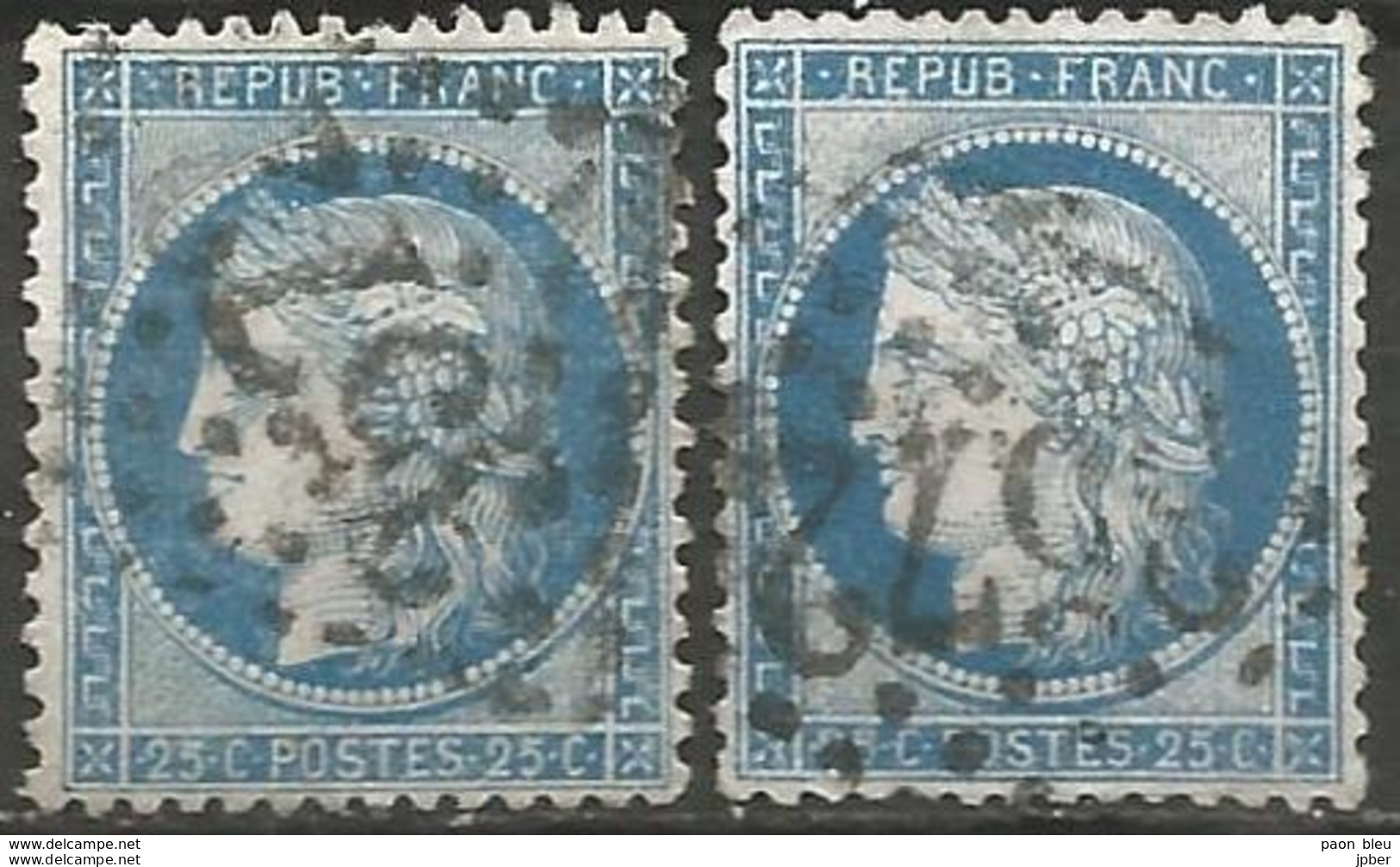 France - Napoleon III Et/ou Cérès - Oblitération Sur N°60A+60C - GC 3572 ST-DIZIER (Haute-Marne) - 1871-1875 Ceres